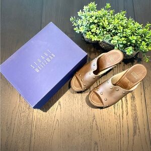 Stuart Weitzman Tan Studded Mules